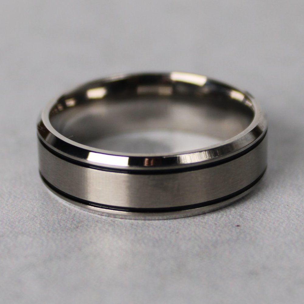 Silver Stripe Band Ring Size 8-11